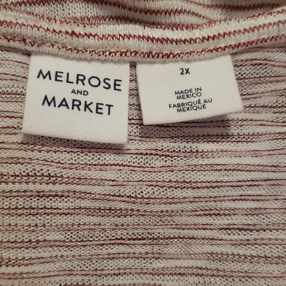 Melrose and Market‎ Button Front Stripe Tank White Red Fire Stripe Size 2X NWOT - Picture 4 of 5